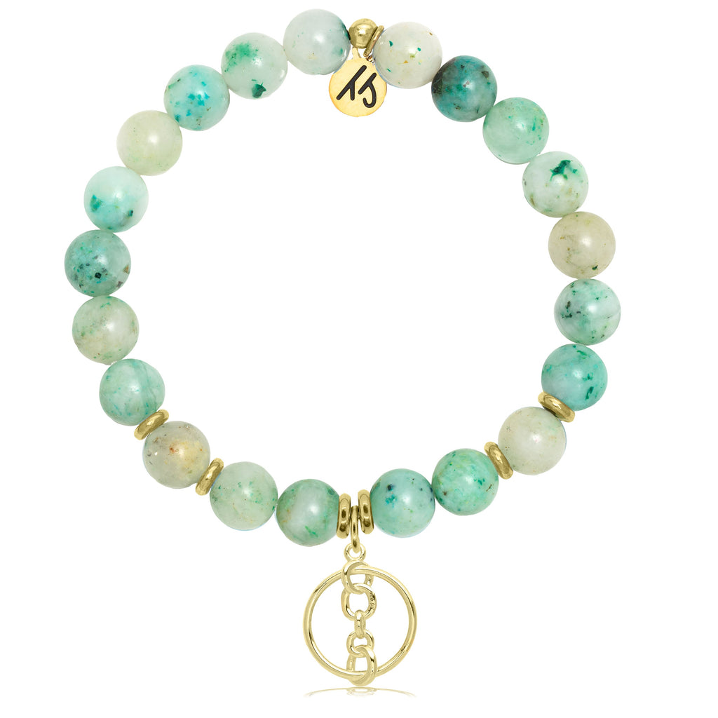 Gold Collection - Caribbean Quartzite Stone Bracelet with Connection Gold Charm