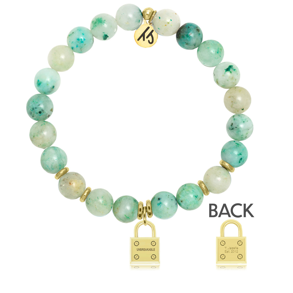 Gold Collection - Caribbean Quartzite Stone Bracelet with Unbreakable Gold Charm