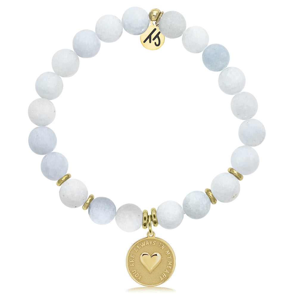 Gold Collection - Celestine Stone Bracelet with Always in my Heart Gold Charm