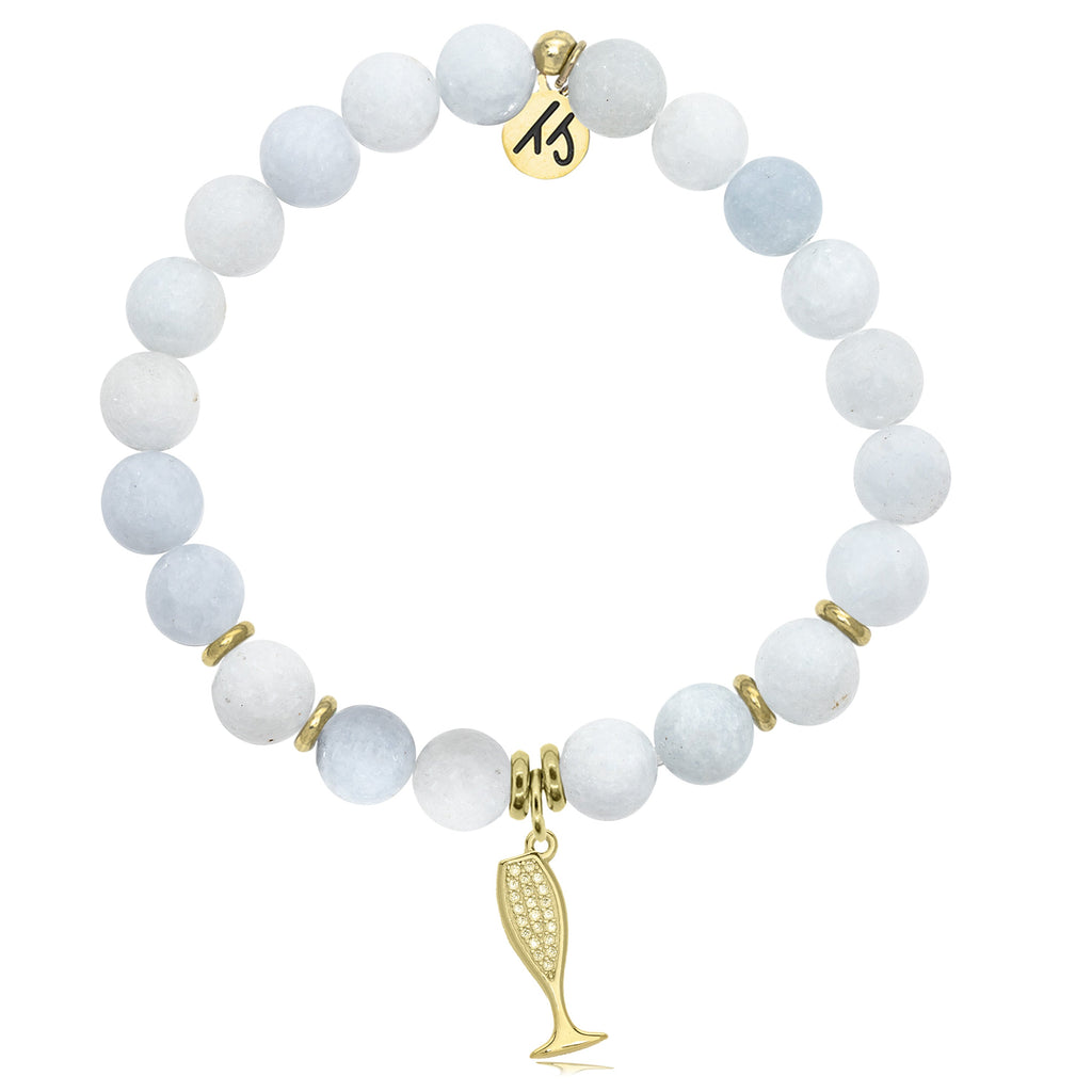 Gold Collection - Celestine Stone Bracelet with Cheers Gold Charm