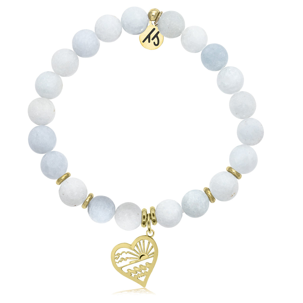 Gold Collection - Celestine Stone Bracelet with Seas the Day Gold Charm