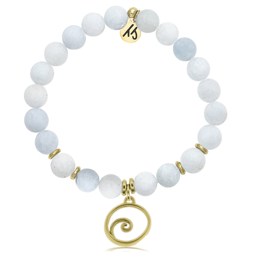 Gold Collection - Celestine Stone Bracelet with Wave Gold Charm