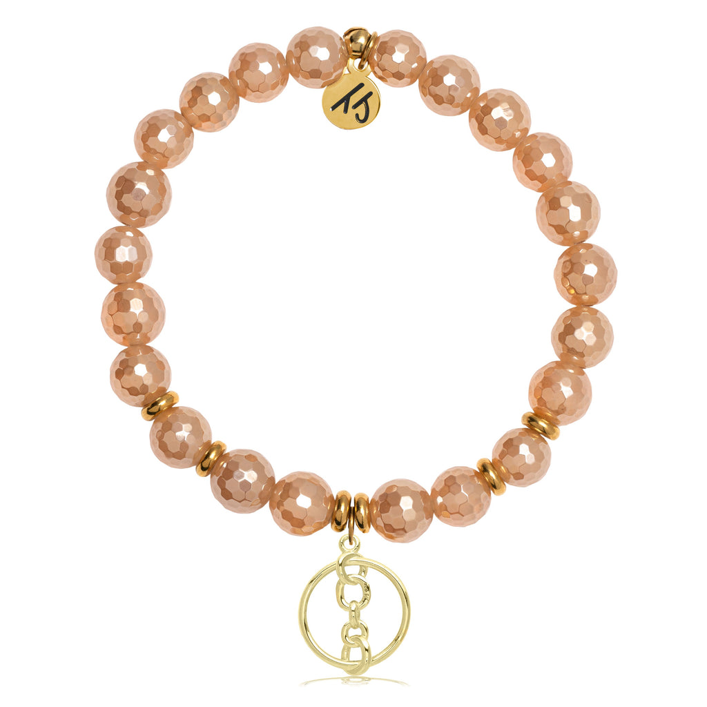 Gold Collection - Champagne Agate Stone Bracelet with Connection Gold Charm