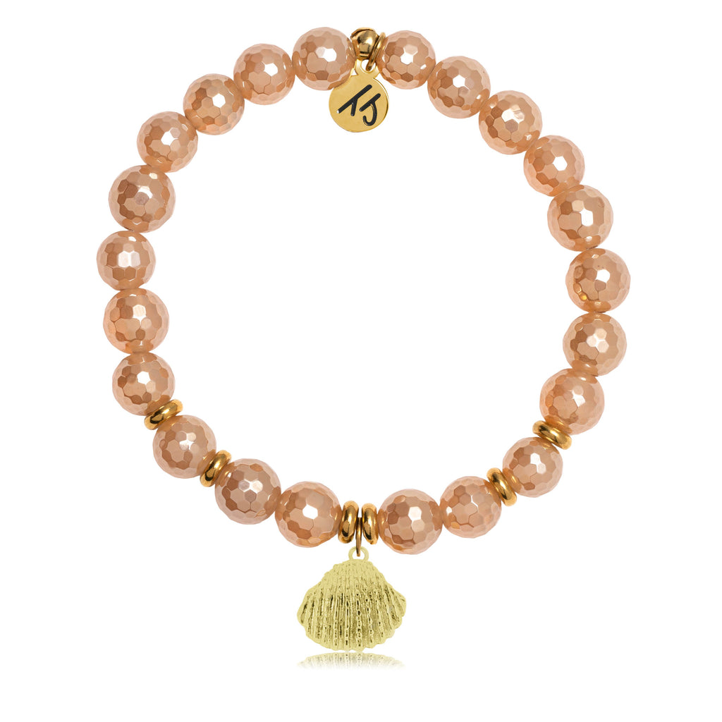 Gold Collection - Champagne Agate Stone Bracelet with Seashell Gold Charm