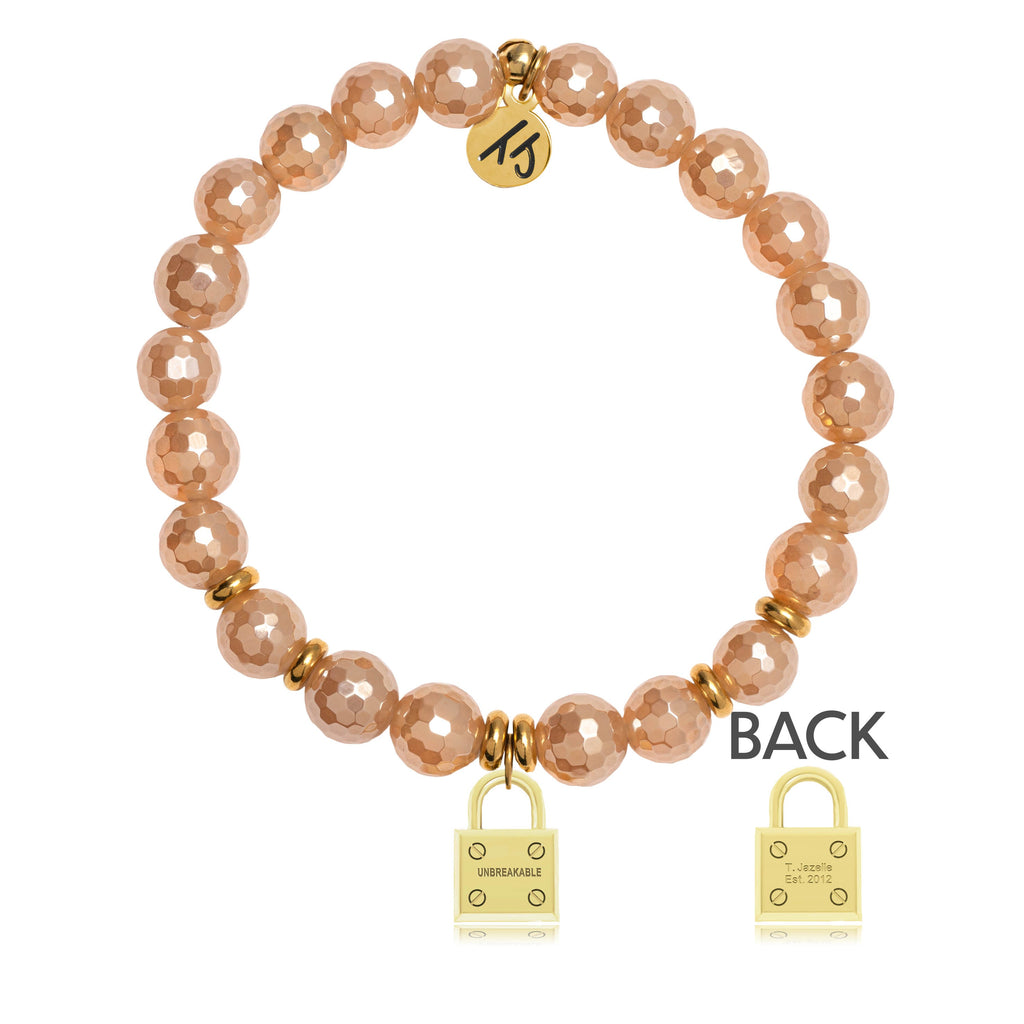 Gold Collection - Champagne Agate Stone Bracelet with Unbreakable Gold Charm