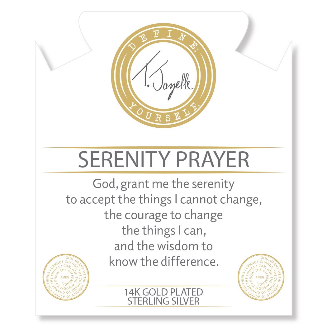 Gold Collection - Lapis Tiger's Eye Stone Bracelet with Serenity Prayer Gold Charm