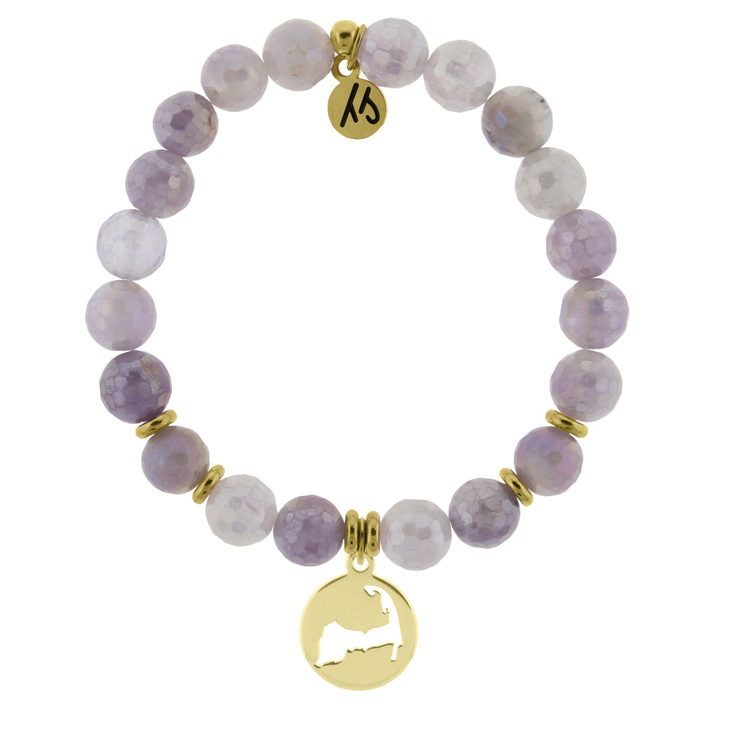 Gold Collection - Mauve Jade Stone Bracelet with Cape Cod Gold Charm