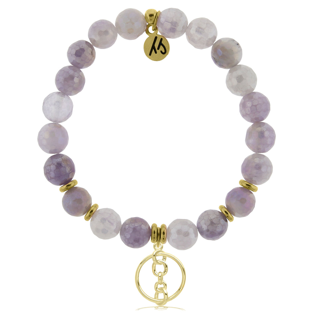 Gold Collection - Mauve Jade Stone Bracelet with Connection Gold Charm