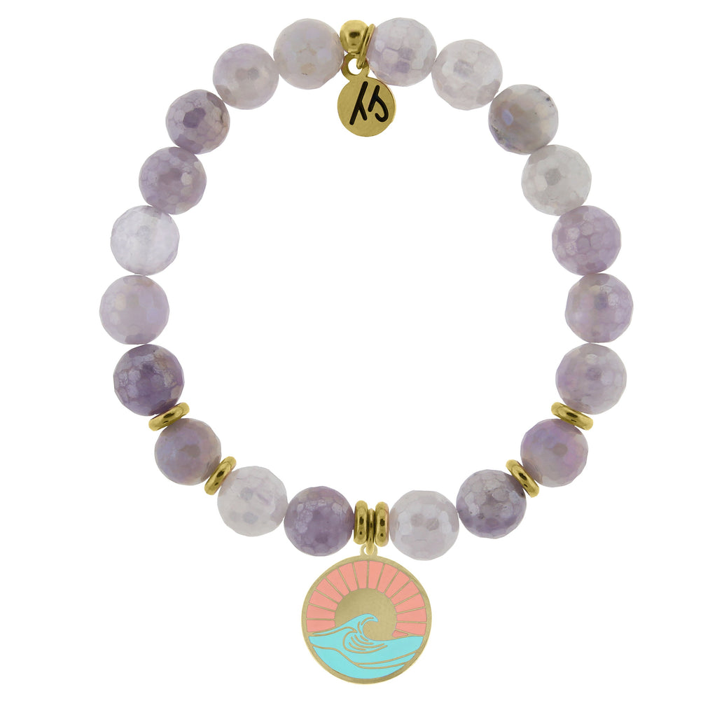 Gold Collection - Mauve Jade Stone Bracelet with Paradise Gold Charm
