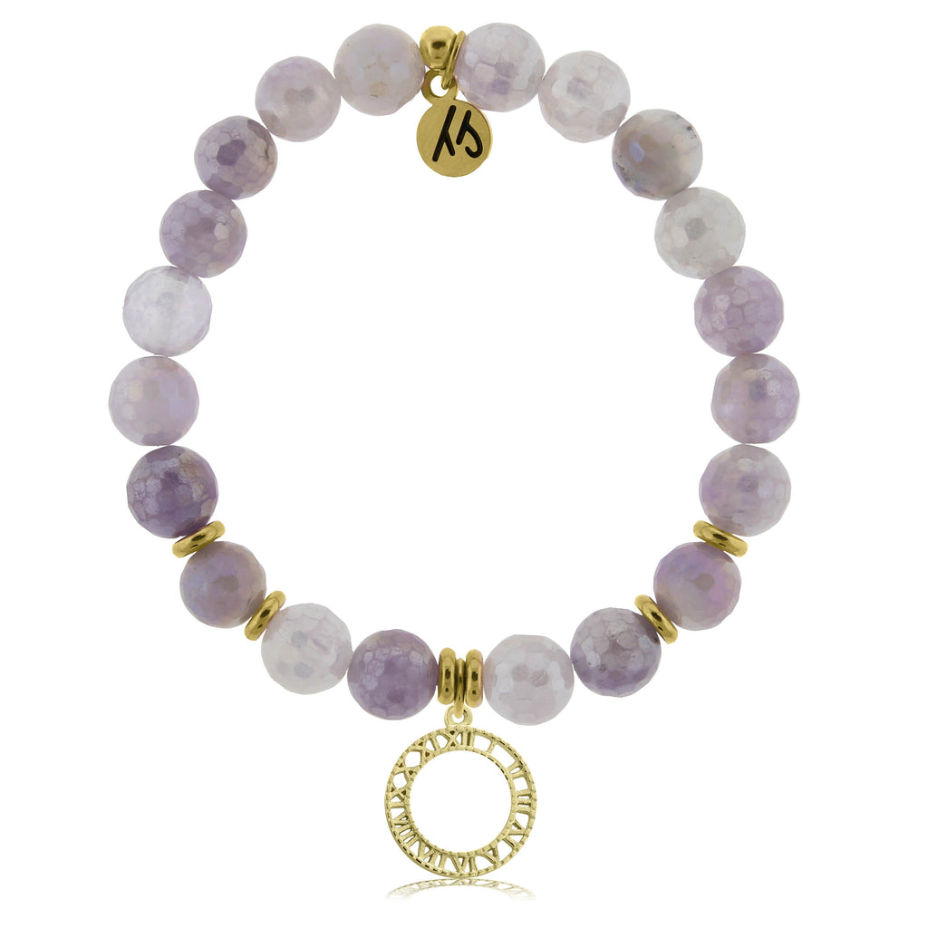 Gold Collection - Mauve Jade Stone Bracelet with Timeless Gold Charm