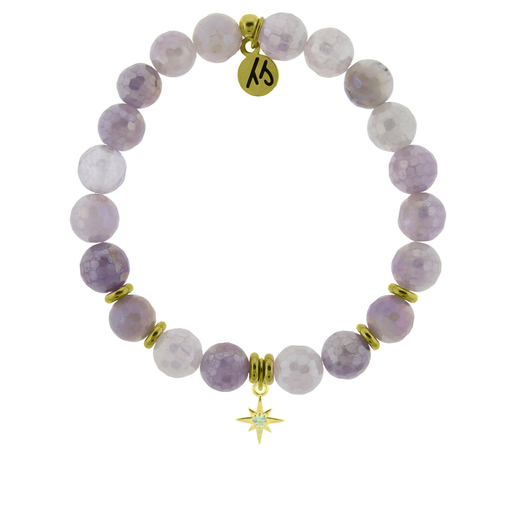 Gold Collection - Mauve Jade Stone Bracelet with Your Year Gold Charm