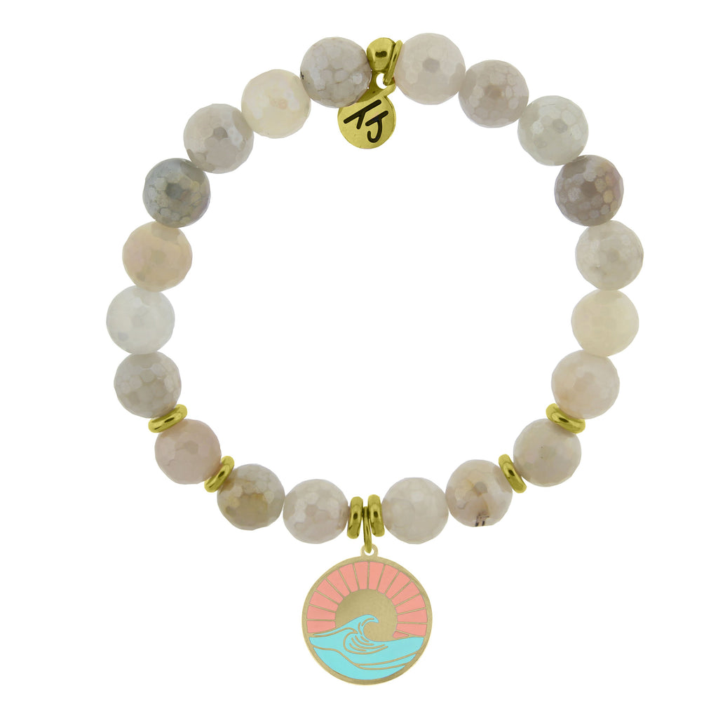 Gold Collection - Moonstone Stone Bracelet with Paradise Gold Charm