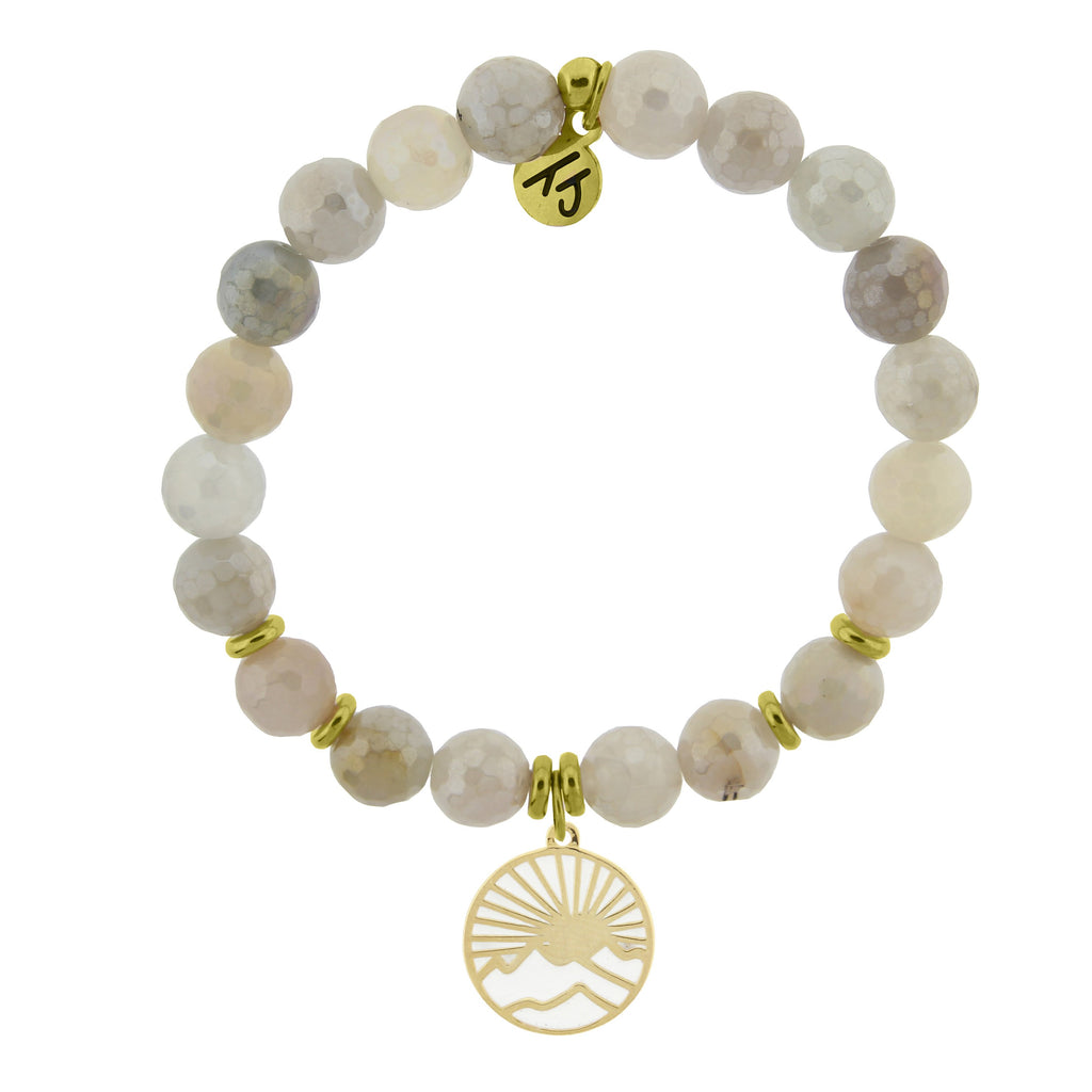 Gold Collection - Moonstone Stone Bracelet with Sunrise Gold Charm