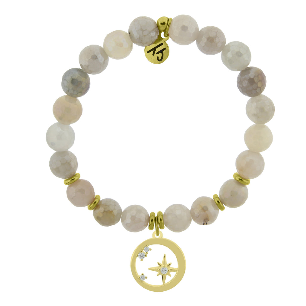 Gold Collection - Moonstone Stone Bracelet with What is Meant to Be Gold Charm