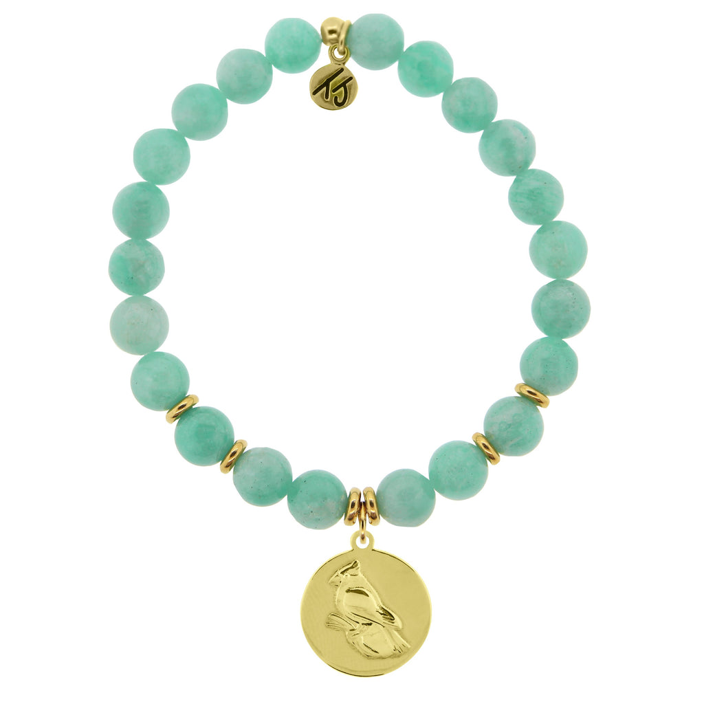 Gold Collection - Peruvian Amazonite Stone Bracelet with Cardinal Gold Charm