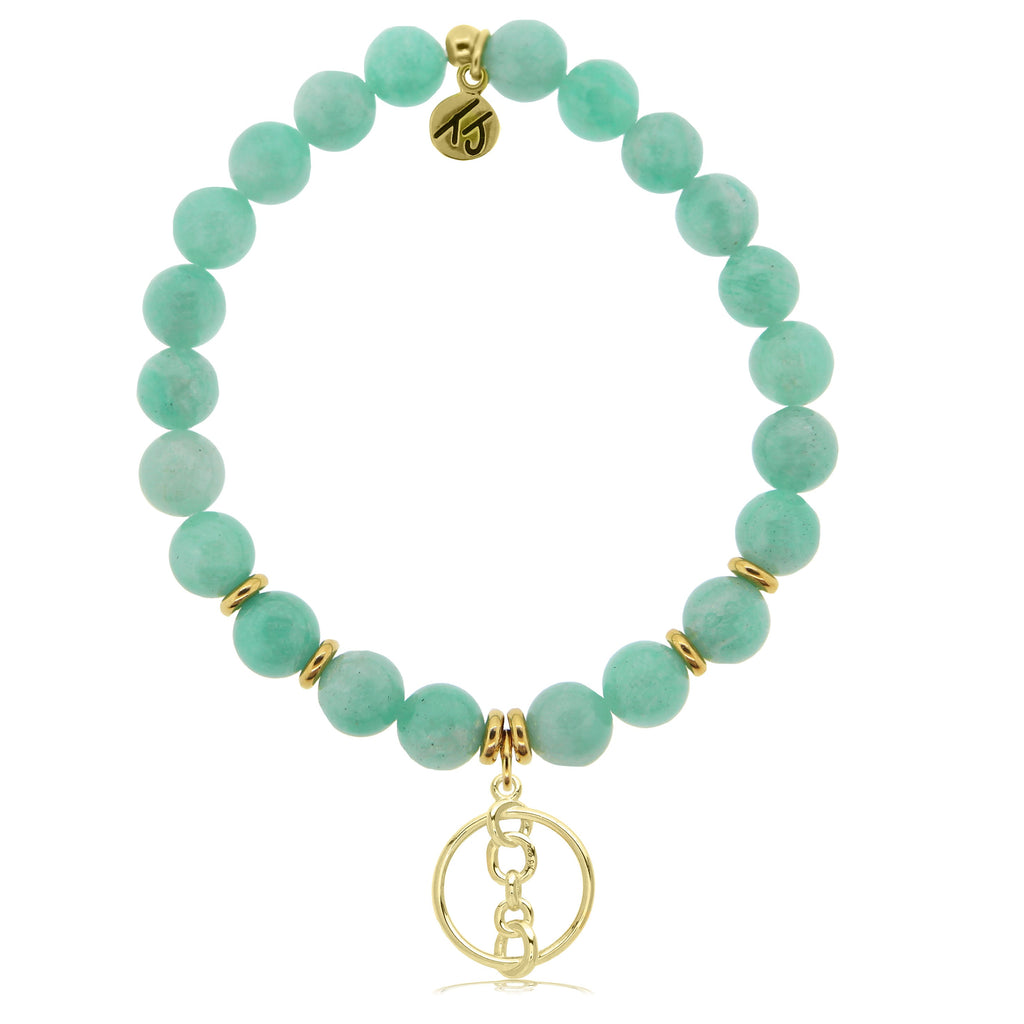 Gold Collection - Peruvian Amazonite Stone Bracelet with Connection Gold Charm