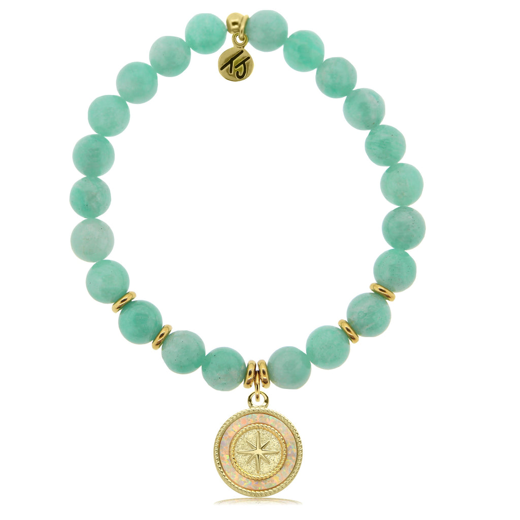 Gold Collection - Peruvian Amazonite Stone Bracelet with North Star Gold Charm