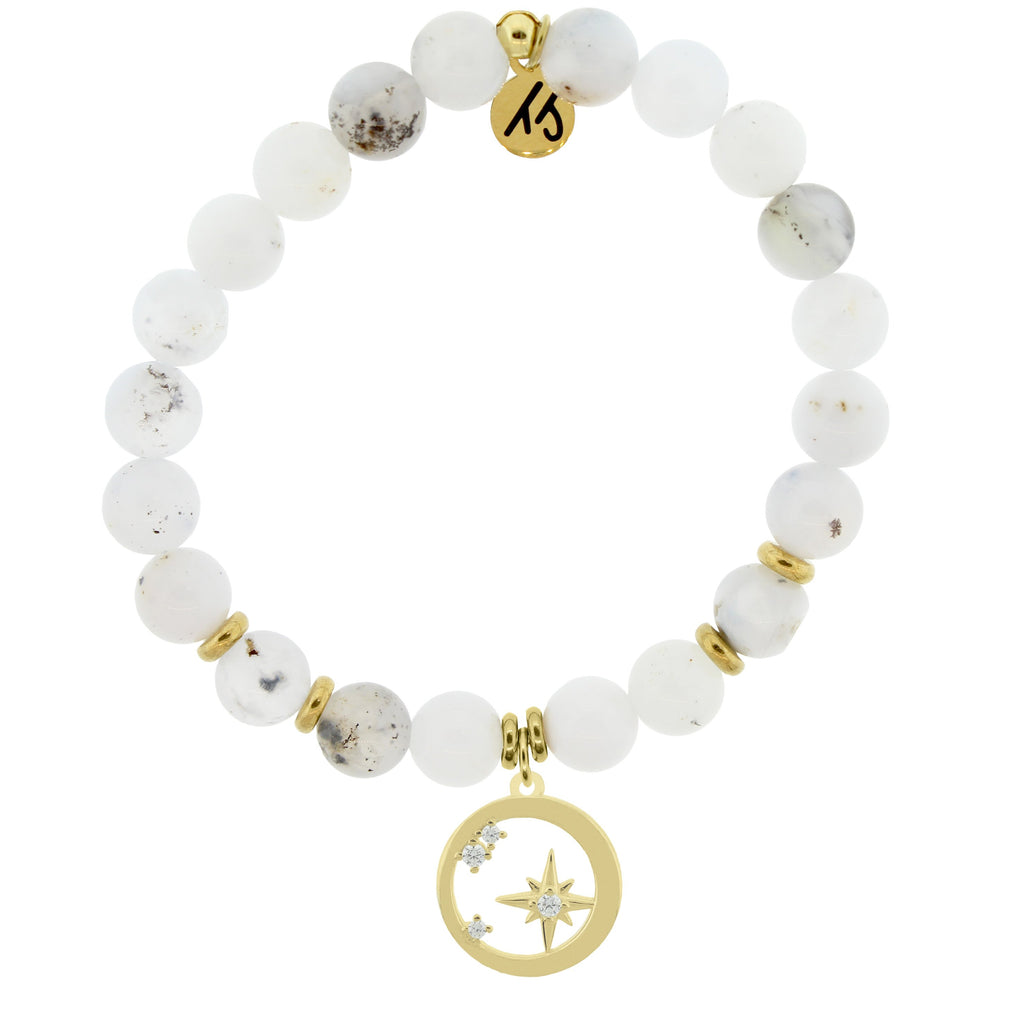 Gold Collection - White Chalcedony Stone Bracelet with What is Meant to Be Gold Charm