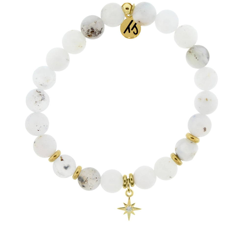 Gold Collection - White Chalcedony Stone Bracelet with Your Year Gold Charm