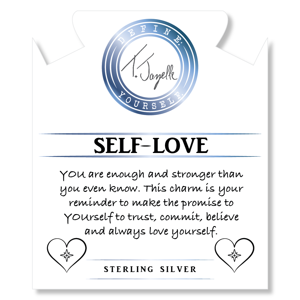 Green Angelite Bracelet with Self Love Sterling Silver Charm