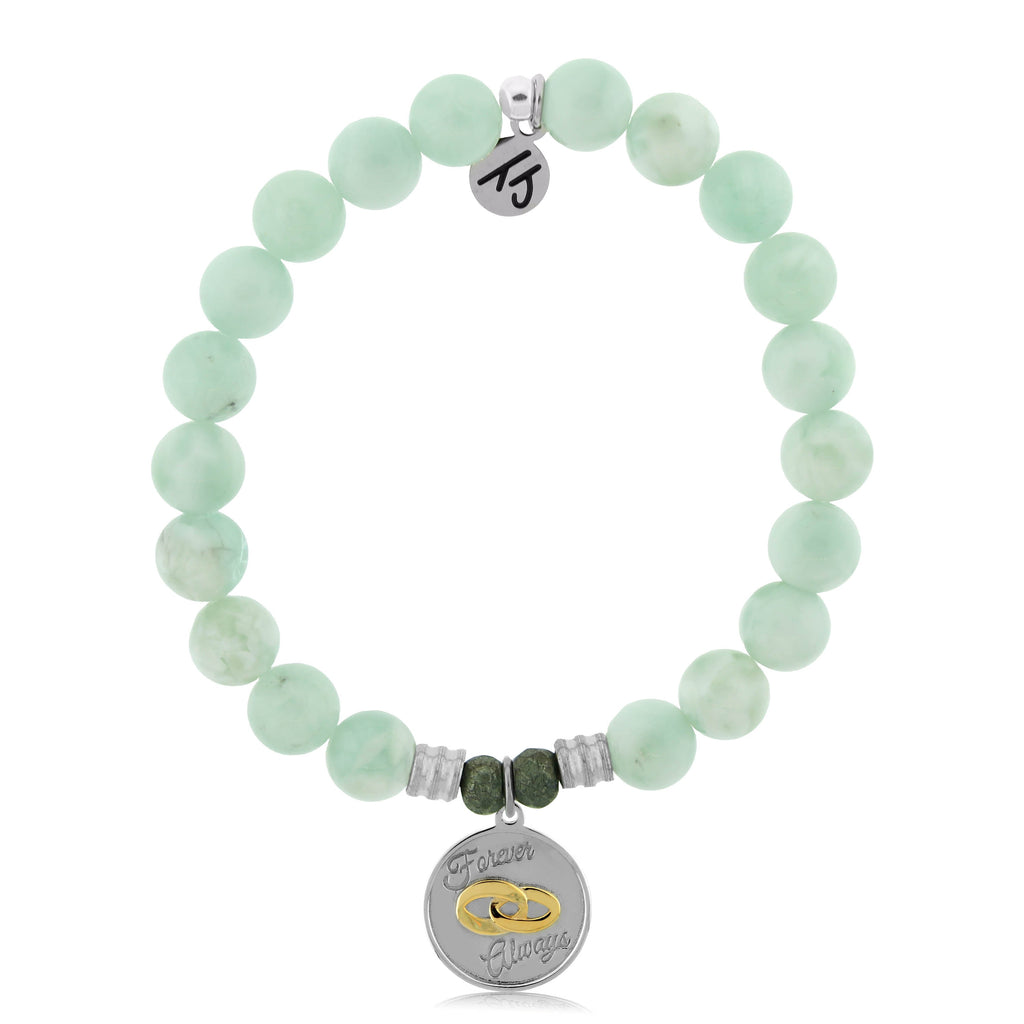 Green Angelite Stone Bracelet with Always and Forever Sterling Silver Charm