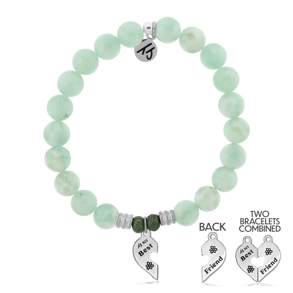 Green Angelite Stone Bracelet with Forever Friends Sterling Silver Charm