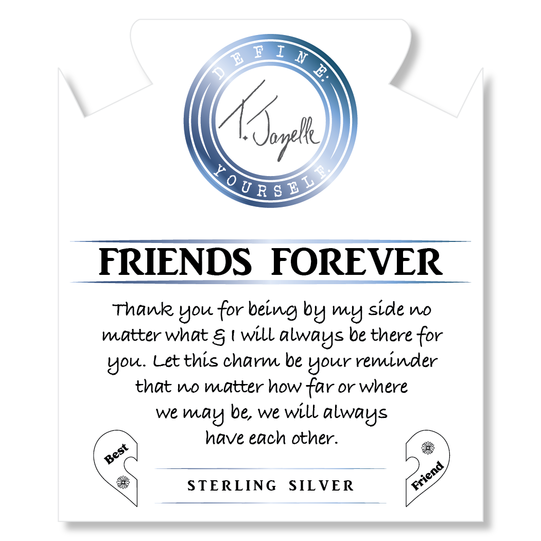Green Quartz Stone Bracelet with Forever Friends Sterling Silver Charm