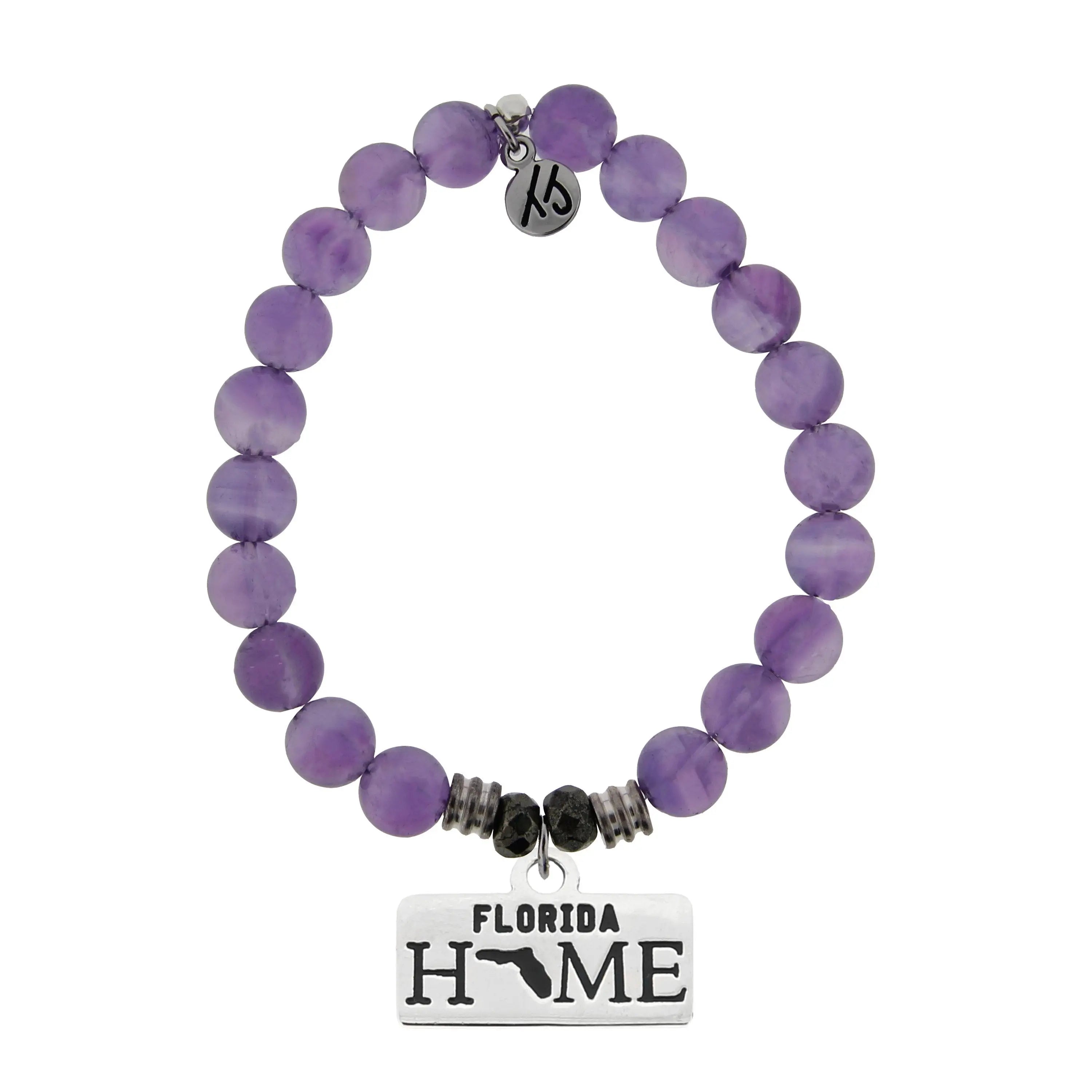 Home Collection- Amethyst Stone Bracelet with Florida Sterling Silver Charm T. Jazelle