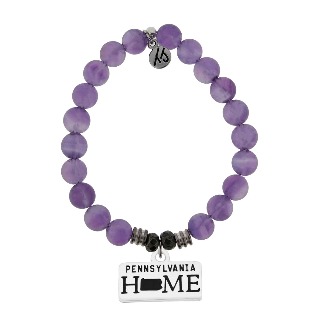 Home Collection- Amethyst Stone Bracelet with Pennsylvania Sterling Silver Charm