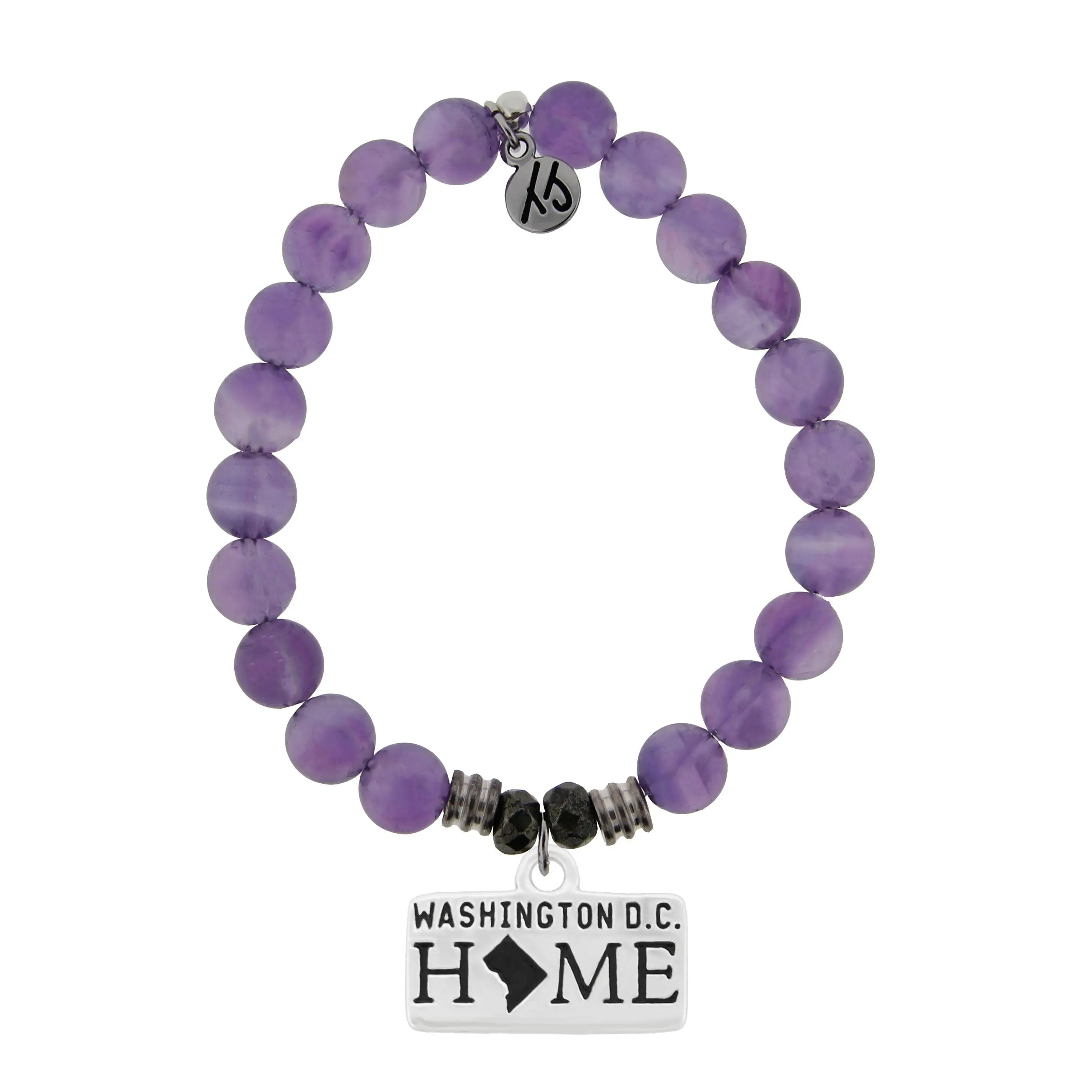 Home Collection- Amethyst Stone Bracelet with Washington D.C. Sterling Silver Charm T. Jazelle