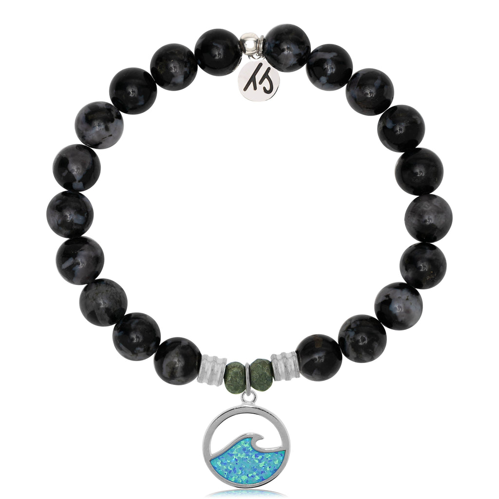 Indigo Gabbro Stone Bracelet with Deep as the Ocean Sterling Silver Charm