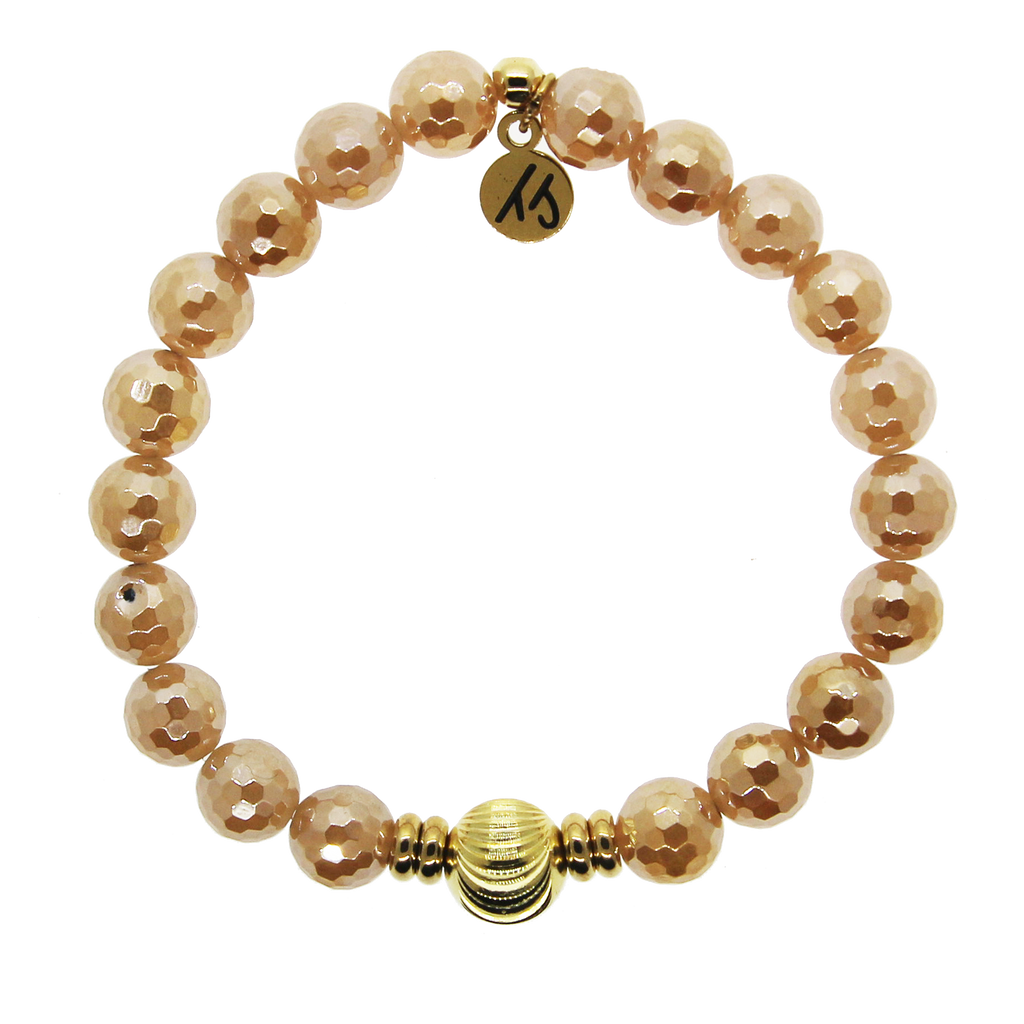 Journey Wave Bracelet with Champagne Agate and Gold Wave Ball