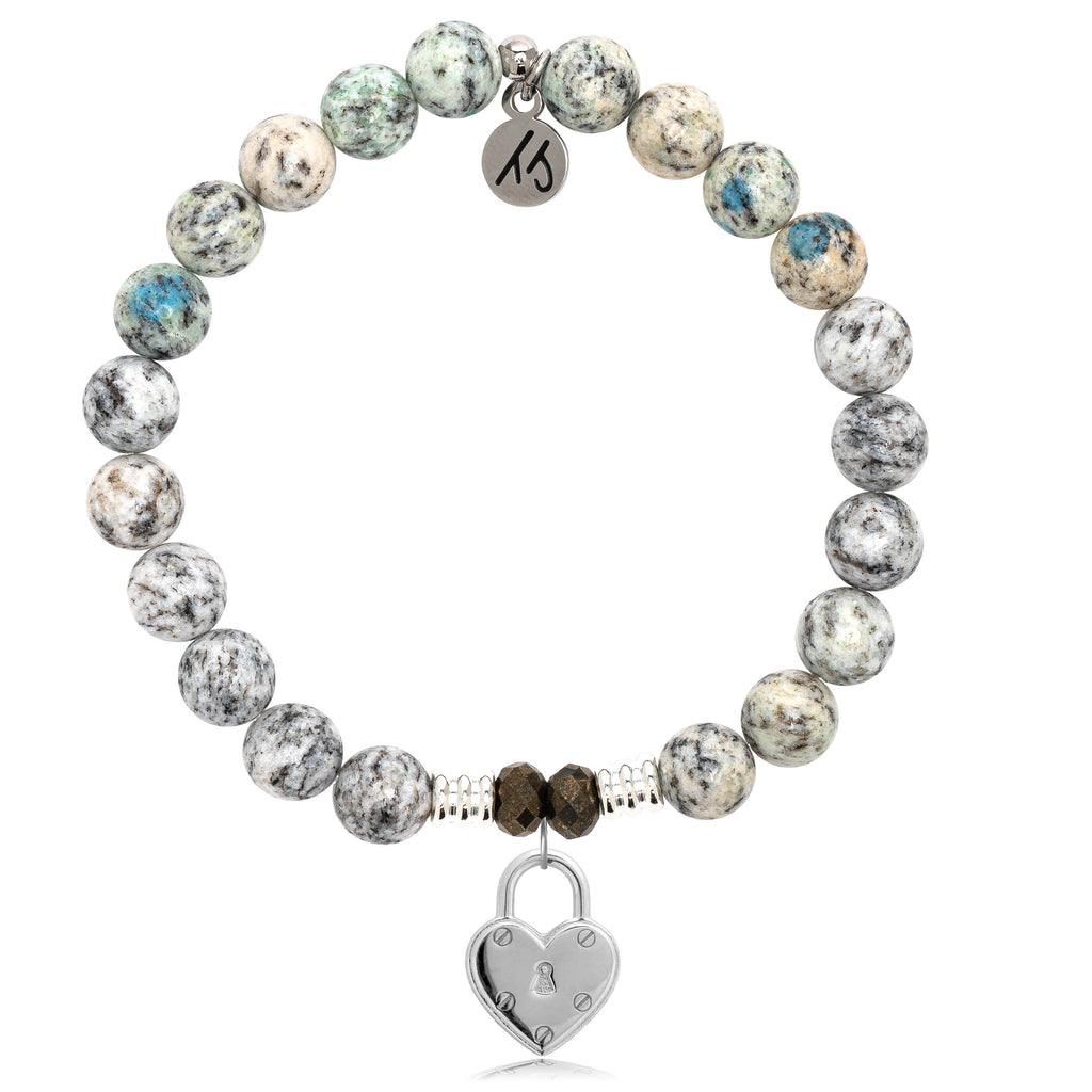 K2 Stone Bracelet with Love Lock Sterling Silver Charm