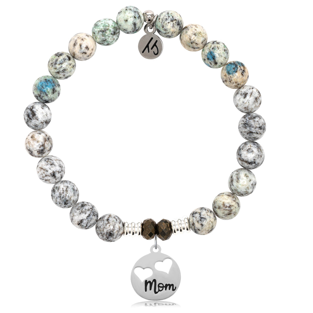 K2 Stone Bracelet with Mom Hearts Sterling Silver Charm