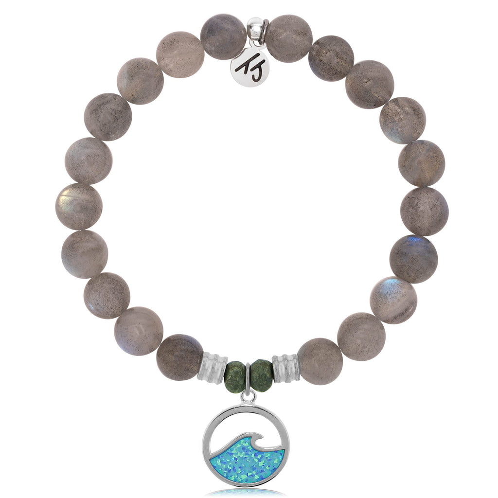 Labradorite Stone Bracelet with Deep as the Ocean Sterling Silver Charm