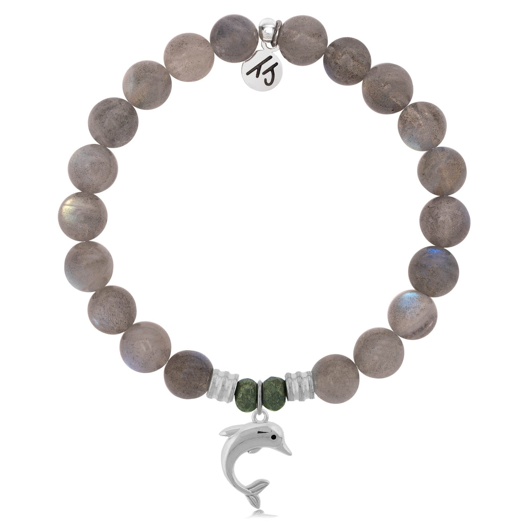 Labradorite Stone Bracelet with Dolphin Sterling Silver Charm