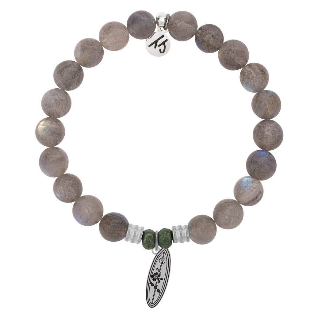 Labradorite Stone Bracelet with Ride the Wave Sterling Silver Charm