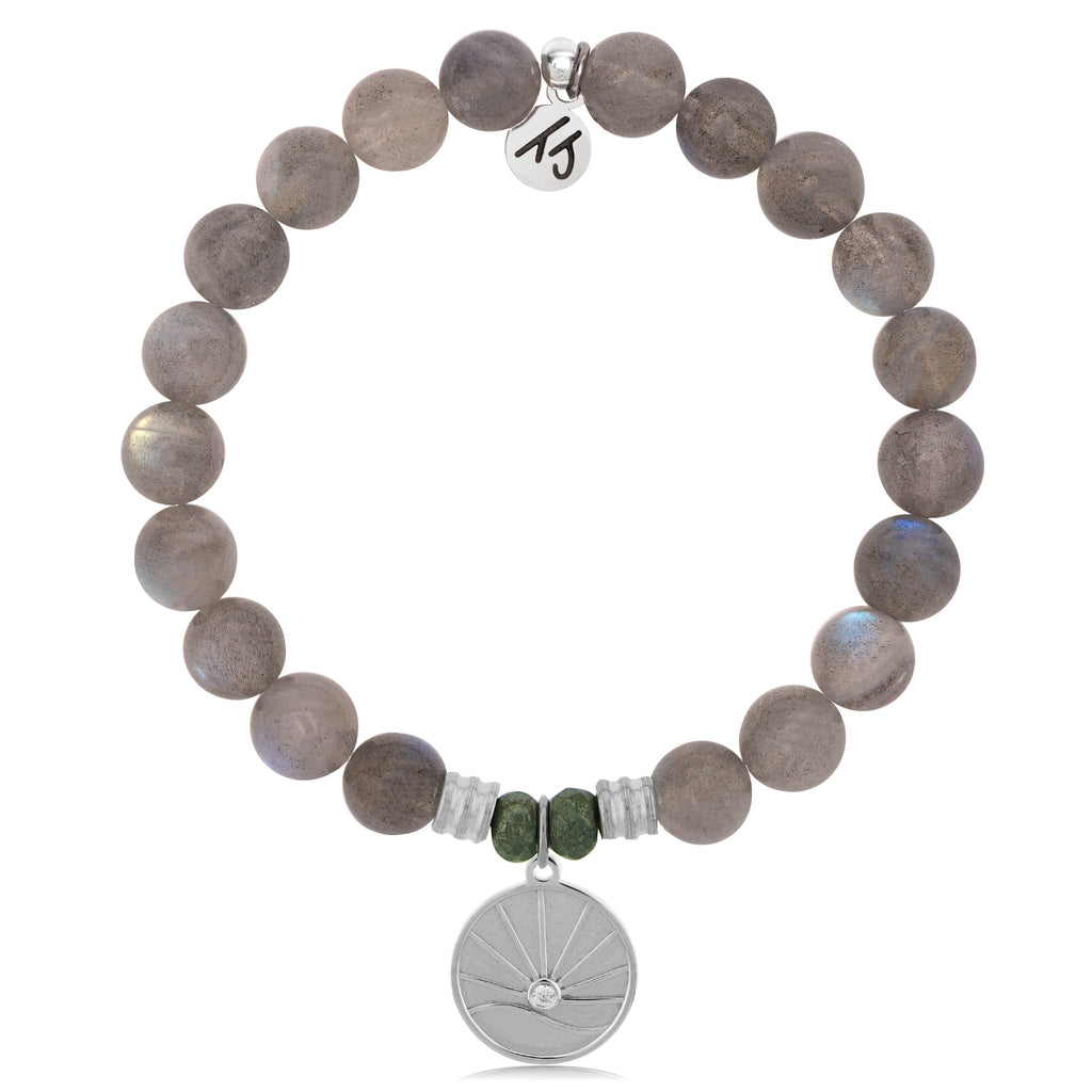 Labradorite Stone Bracelet with Salt Water Heals Sterling Silver Charm