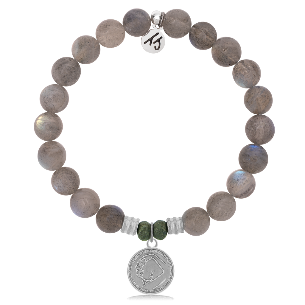 Labradorite Stone Bracelet with We Are Strong Sterling Silver Charm