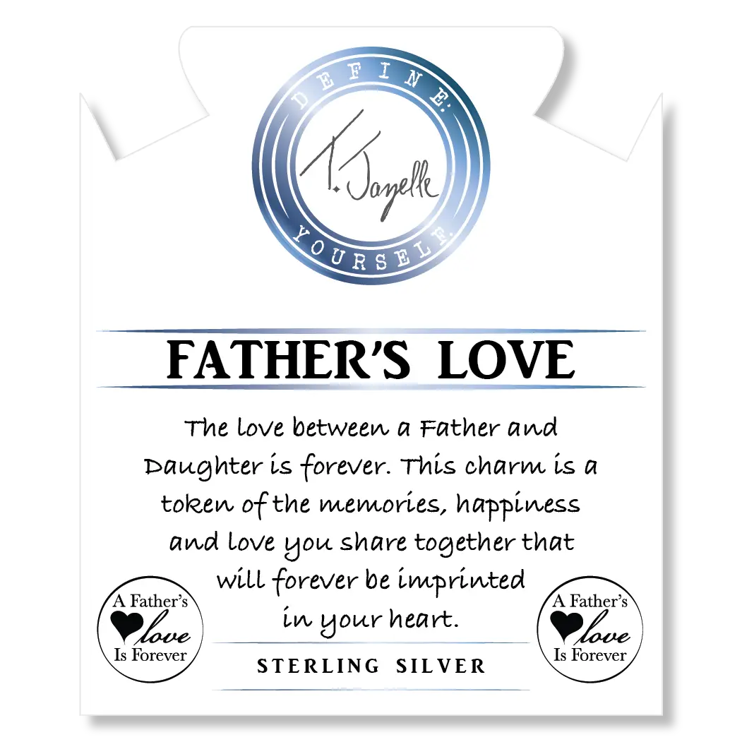 Mauve Jade Stone Bracelet with Father's Love Sterling Silver Charm