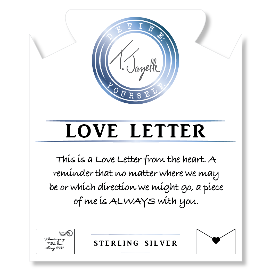 Mauve Jade Stone Bracelet with Love Letter Sterling Silver Charm