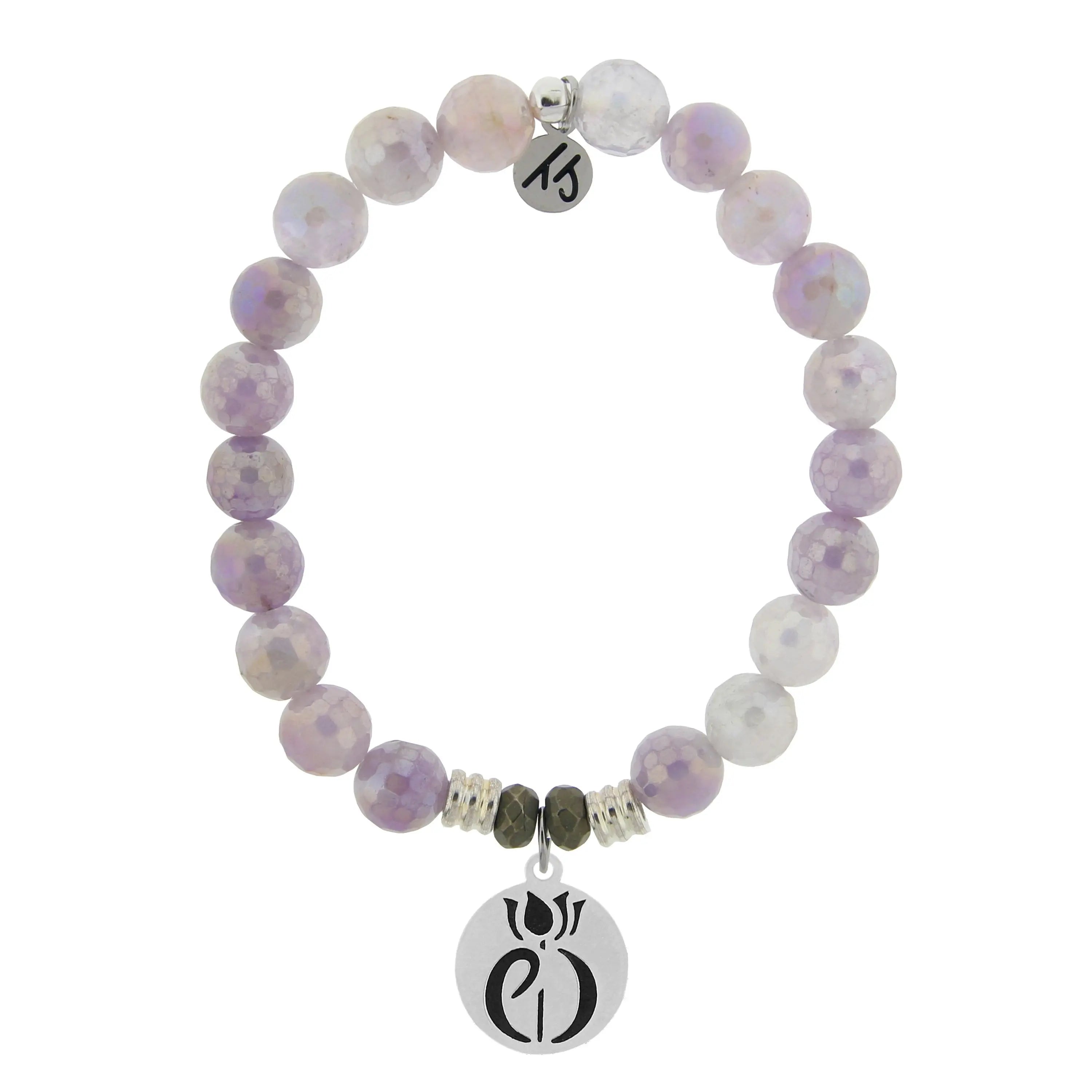 Mauve Jade Stone Bracelet with Parkinson's Awareness Sterling Silver Charm