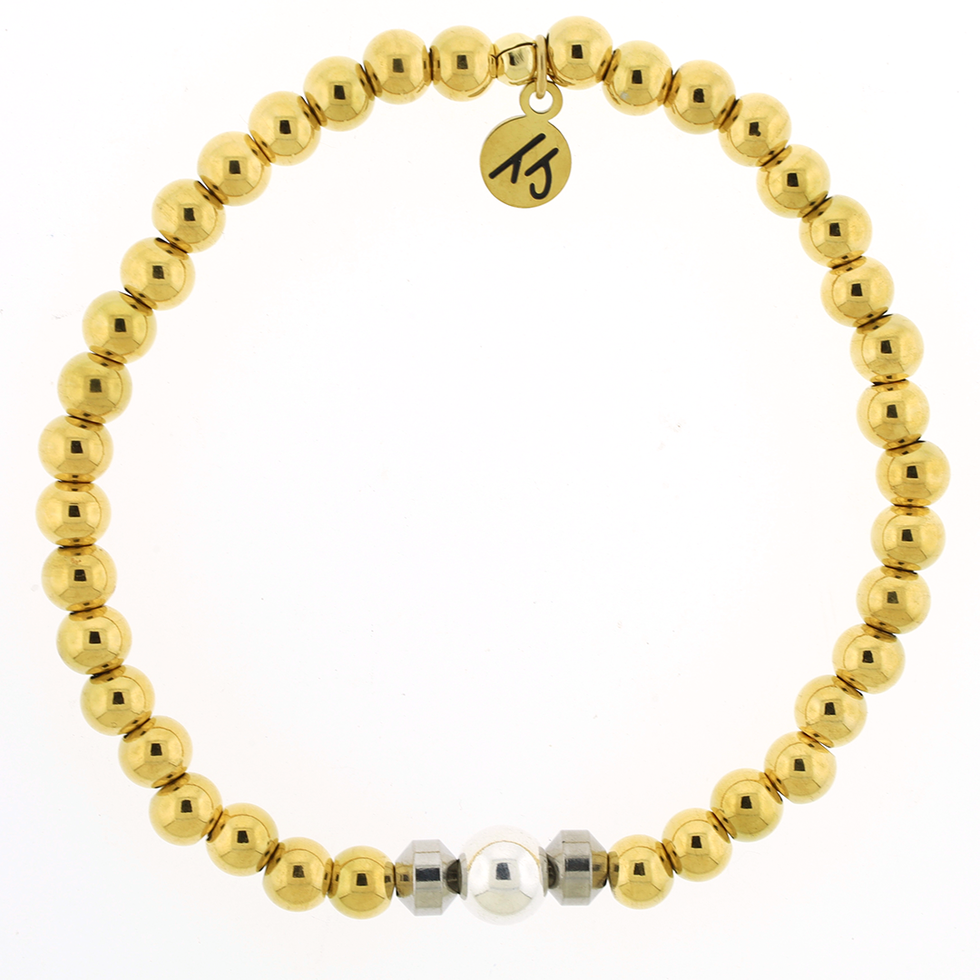 Men's Noble Cape Bracelet - Gold Filled Beads with Silver Ball Bracelet