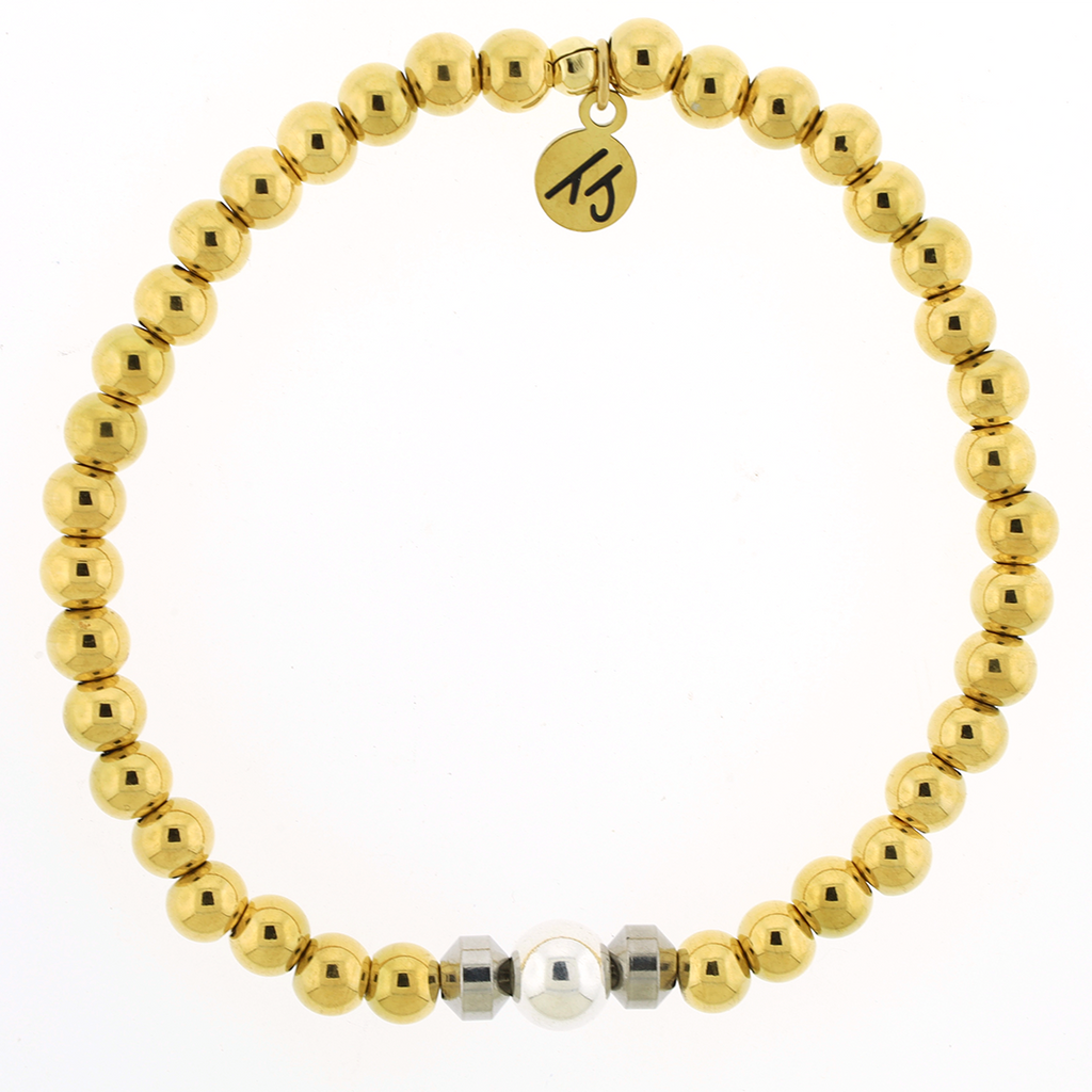 Men's Noble Cape Bracelet - Gold Filled Beads with Silver Ball Bracelet
