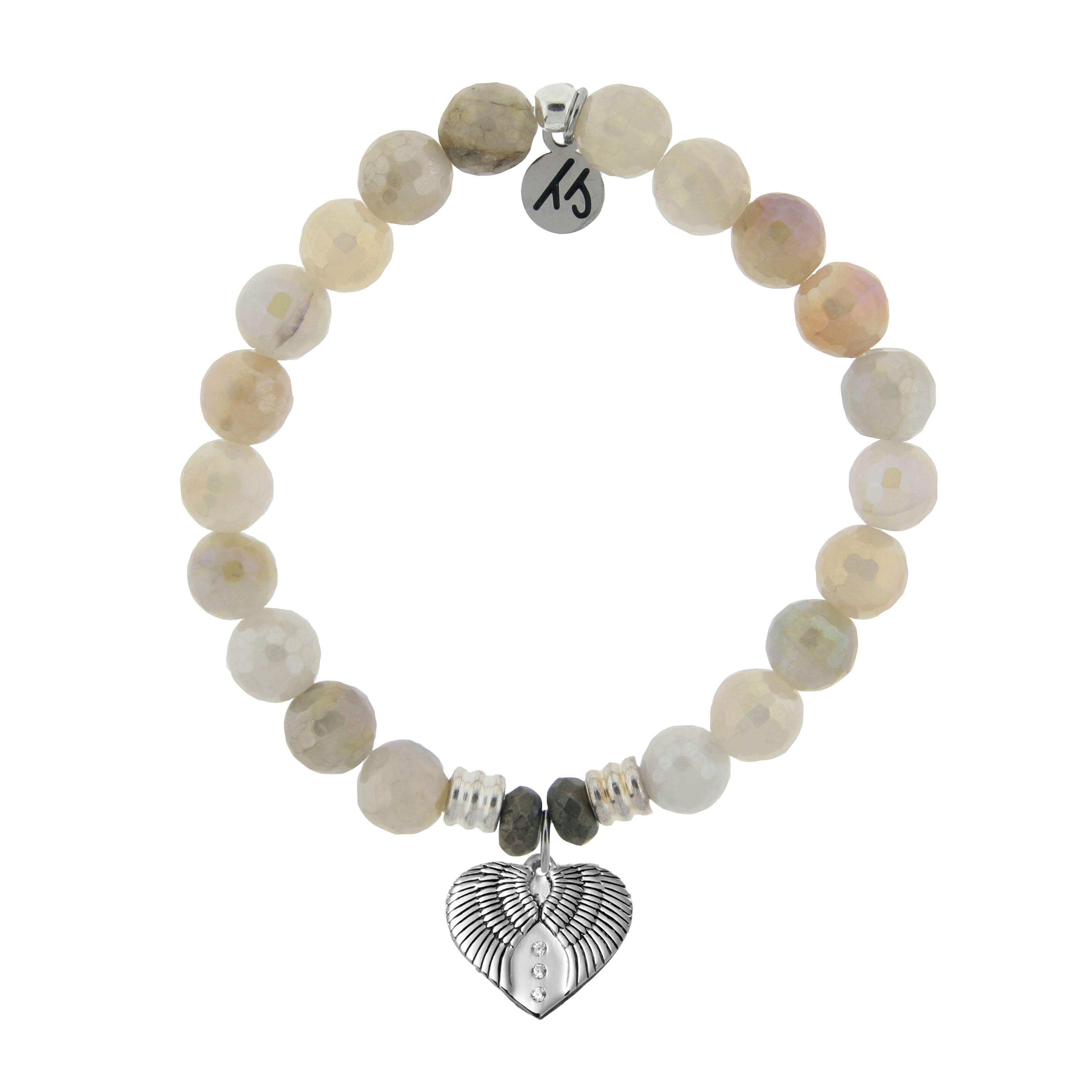 Moonstone Bracelet with Heart of Angels Sterling Silver Charm