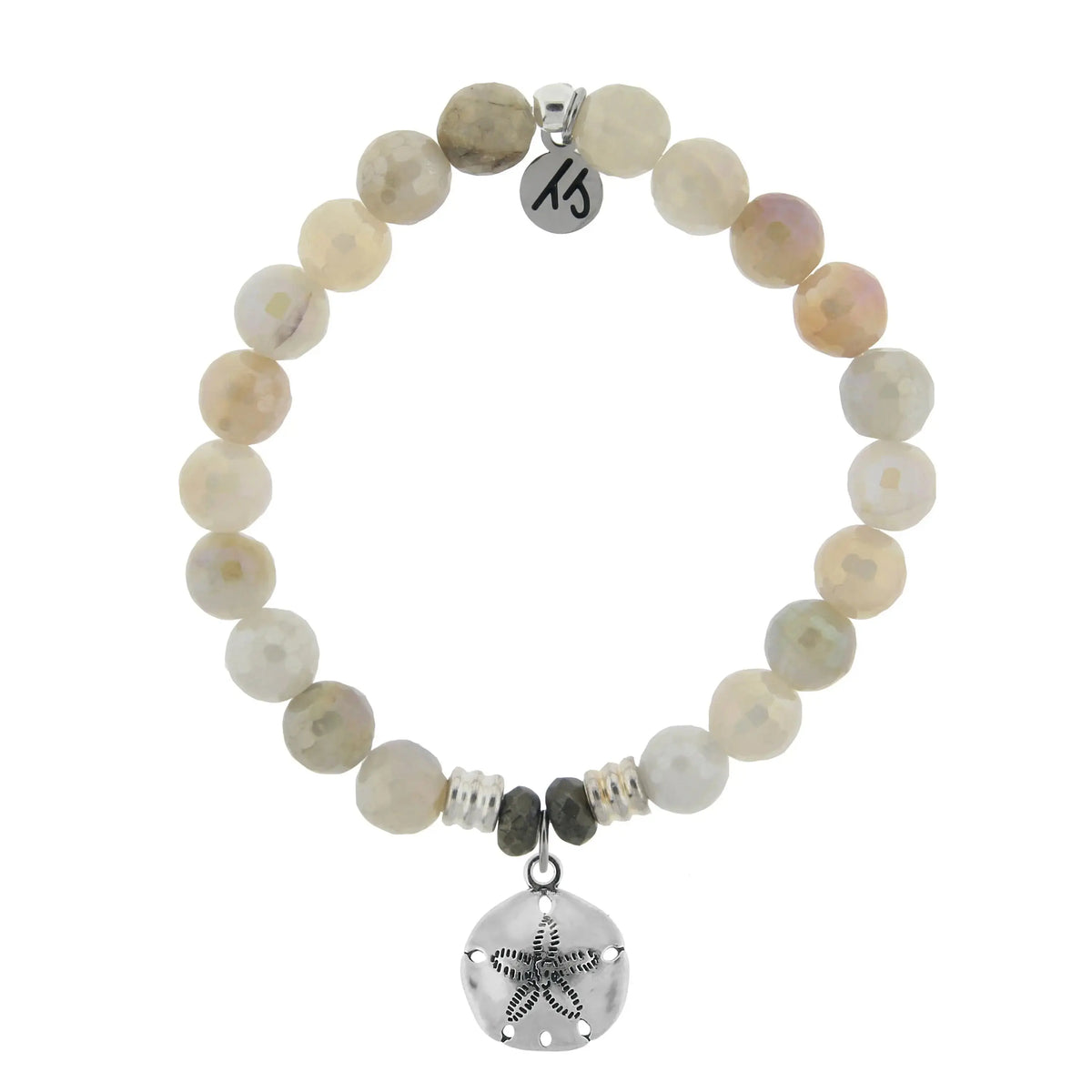 Moonstone Gemstone Bracelet with Sand Dollar Sterling Silver Charm T. Jazelle