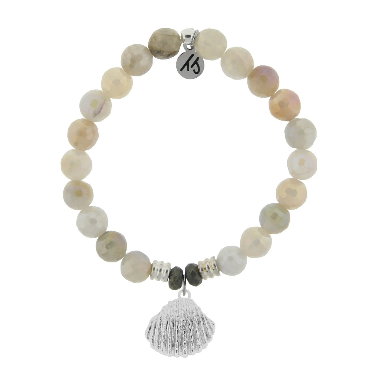 Moonstone Gemstone Bracelet with Seashell Sterling Silver Charm T. Jazelle