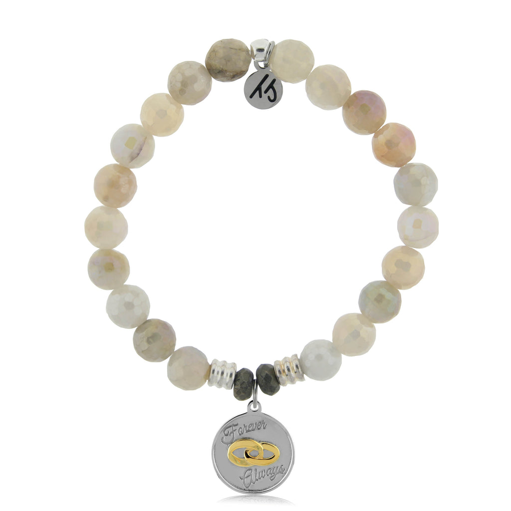 Moonstone Stone Bracelet with Always and Forever Sterling Silver Charm