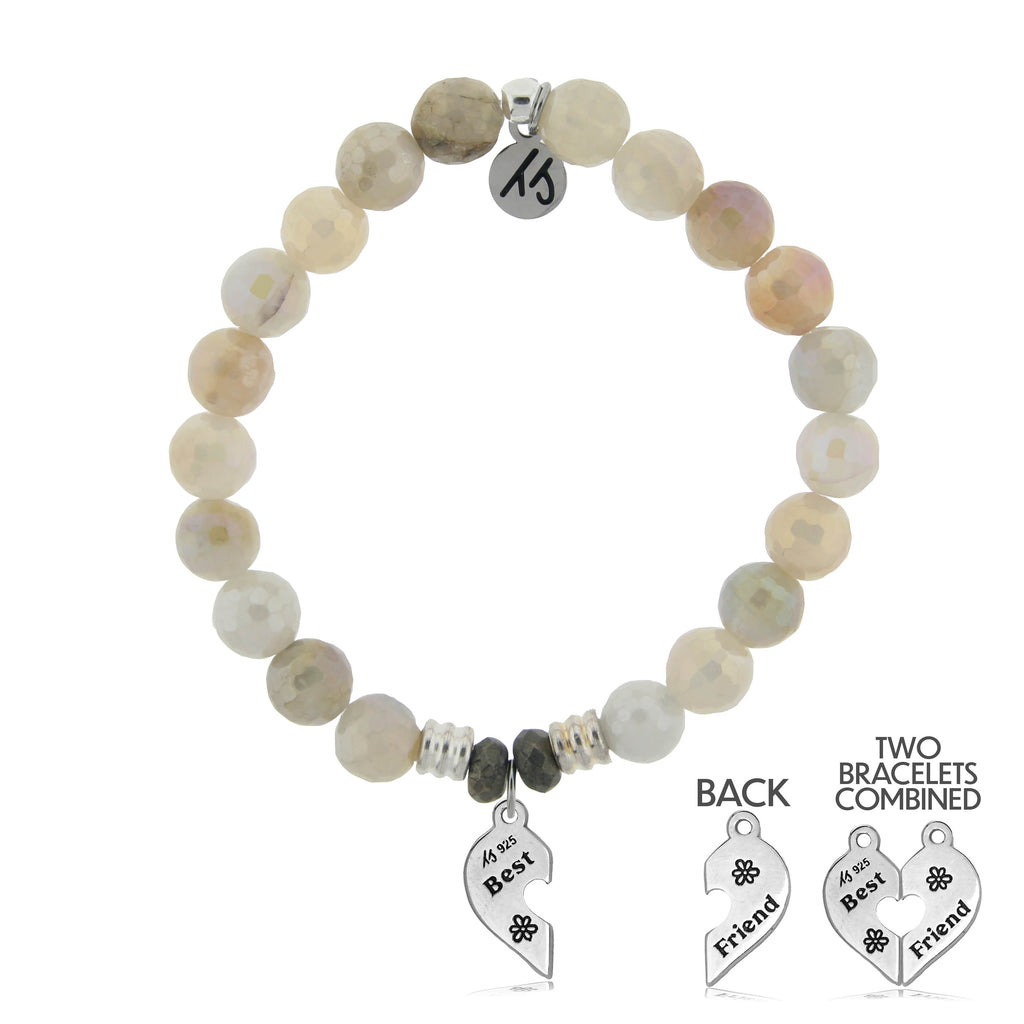 Moonstone Stone Bracelet with Forever Friends Sterling Silver Charm