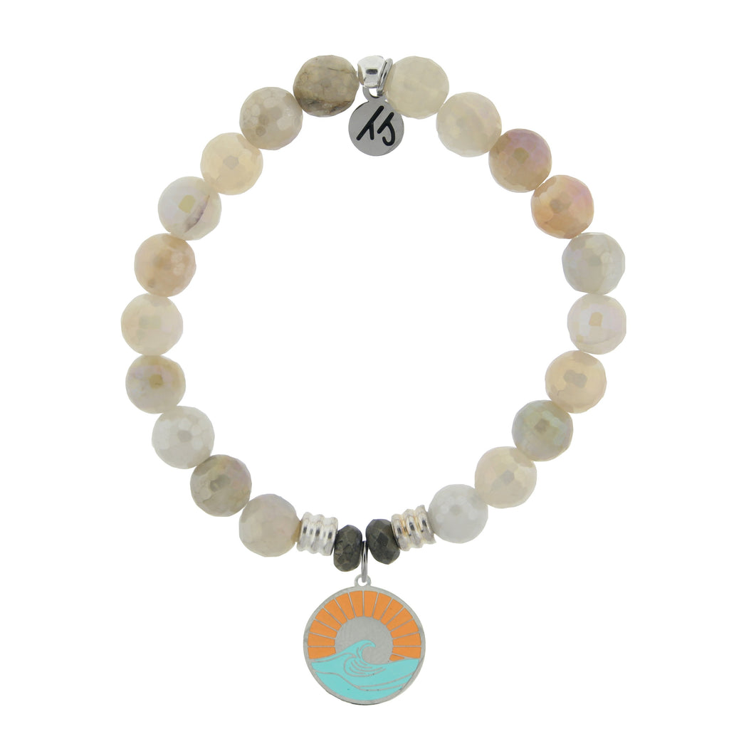 Moonstone Stone Bracelet with Paradise Sterling Silver Charm